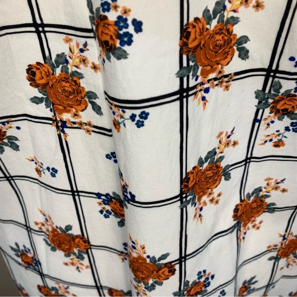 ZARA Ruffle Collar Floral Check Midi Dress - Picture 11 of 14